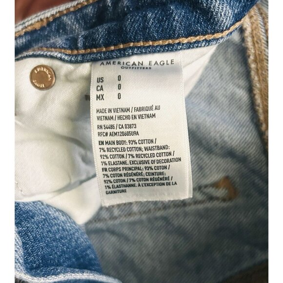 AE Ripped Jean Shorts Size 0 | 4” Inseam Distressed - Picture 3 of 7